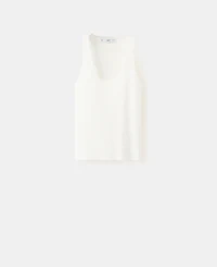 Mango Women's Lace Detail Ribbed Top
