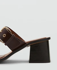 Mango Women's Buckles Leather Heeled Sandals