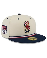 New Era Men's Cream/Blue Seattle Mariners Usa 250 Fourth of July 59FIFTY Fitted Hat