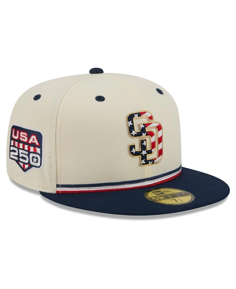New Era Men's Cream/Red San Diego Padres Usa 250 Fourth of July 59FIFTY Fitted Hat