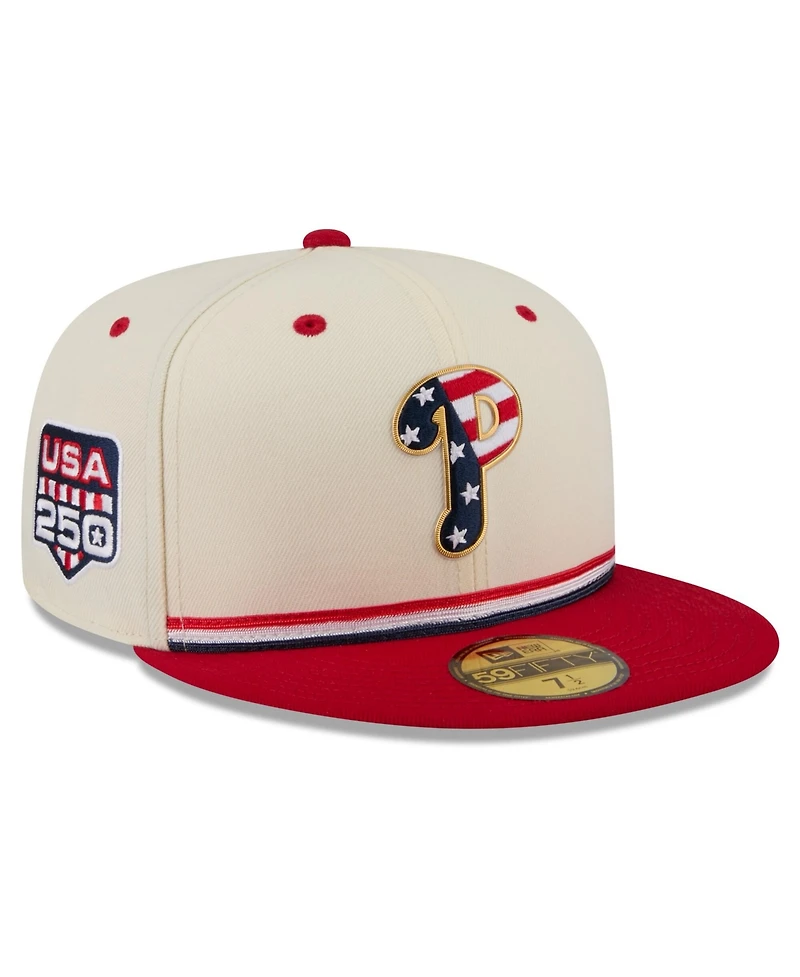 New Era Men's Cream/Red Philadelphia Phillies Usa 250 Fourth of July 59FIFTY Fitted Hat