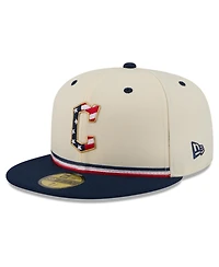 New Era Men's Cream/Blue Cleveland Guardians Usa 250 Fourth of July 59FIFTY Fitted Hat