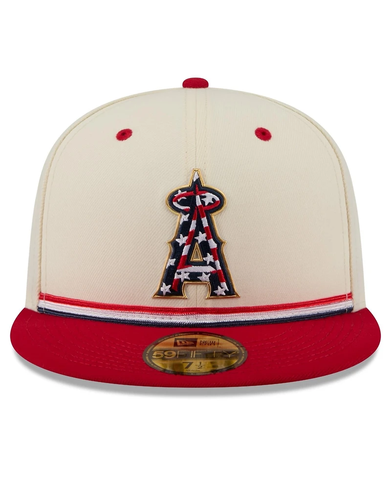 New Era Men's Cream/Red Los Angeles Angels Usa 250 Fourth of July 59FIFTY Fitted Hat