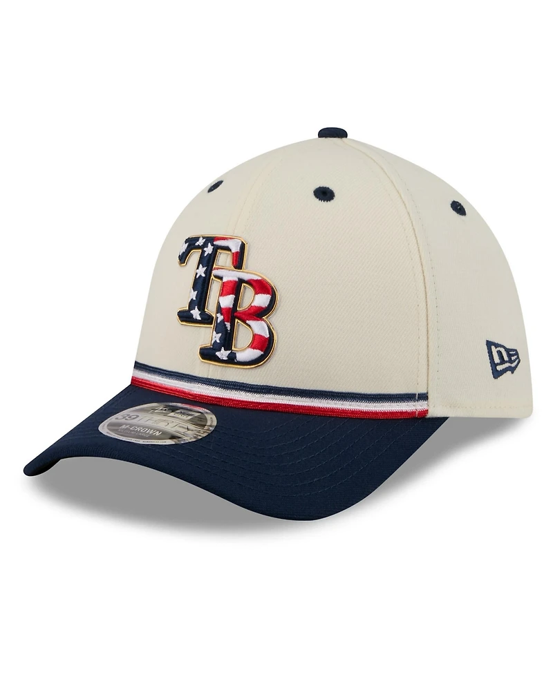 New Era Men's Cream/Navy Tampa Bay Rays Usa 250 Fourth of July 39THIRTY M-Crown Flex Hat