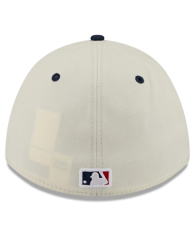New Era Men's Cream/Navy Atlanta Braves Usa 250 Fourth of July 39THIRTY M-Crown Flex Hat