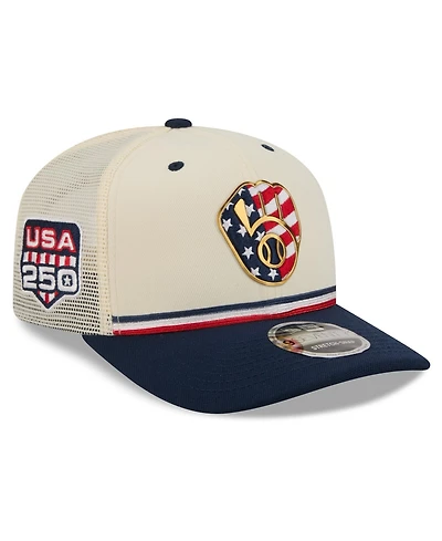 New Era Men's N/A Cream/Navy Milwaukee Brewers Usa 250 Fourth of July 9SEVENTY Adjustable Hat