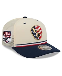 New Era Men's N/A Cream/Navy Milwaukee Brewers Usa 250 Fourth of July 9SEVENTY Adjustable Hat