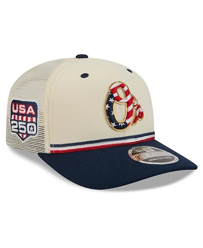 New Era Men's Cream/Navy Baltimore Orioles Usa 250 Fourth of July 9SEVENTY Adjustable Hat