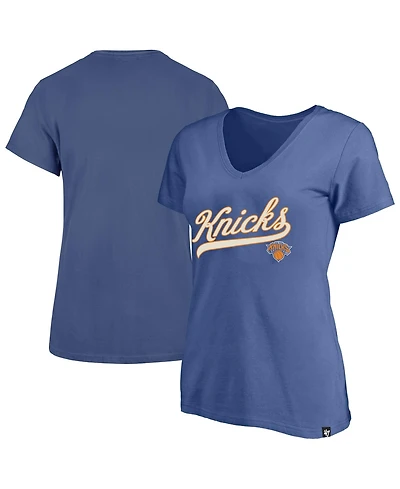 Profile Women's Blue New York Knicks Plus Sweep V-Neck T-Shirt