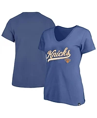 Profile Women's Blue New York Knicks Plus Sweep V-Neck T-Shirt