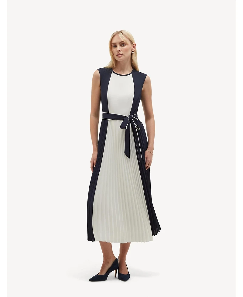 Hobbs London Women's Hattie Pleated Tie-Waist Midi Dress