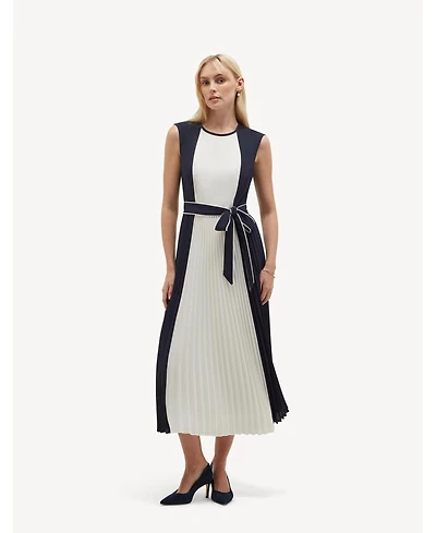 Hobbs London Women's Hattie Pleated Tie-Waist Midi Dress