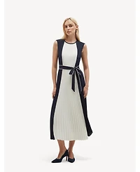 Hobbs London Women's Hattie Pleated Tie-Waist Midi Dress