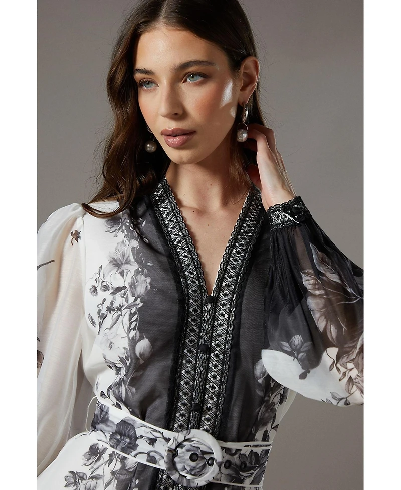 Coast Women's Printed Organza Shirt Dress