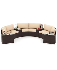 Costway 7 Piece Patio Furniture Set with Tempered Glass Top Side Tables Back and Seat Cushions