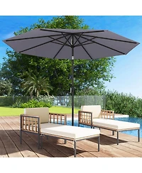 Costway Outdoor Heavy Duty Market Umbrella with Tilt Mechanism Crank Handle 8 Sturdy Ribs