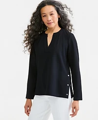 Style & Co Women's Luxlounge Fleece Split Crewneck Top, Macy's Exclusive