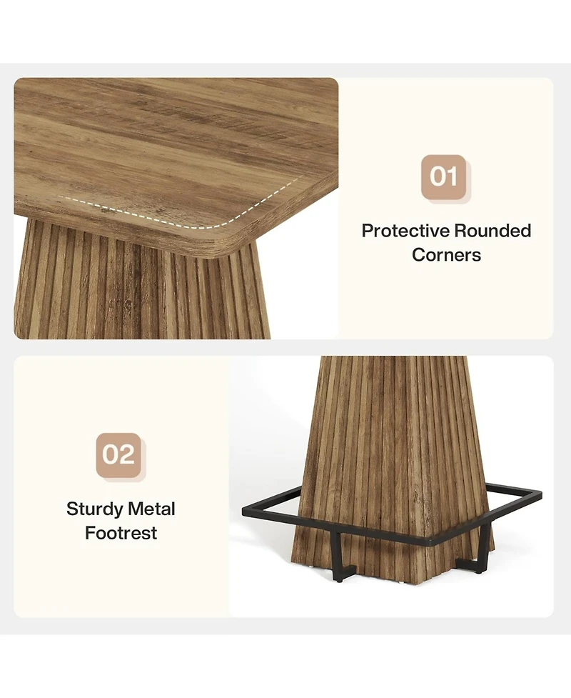 Tribesigns 37.4"H Square Bar Table: Farmhouse counter height pub table with metal footrest. For home bar, tavern, coffee corner.
