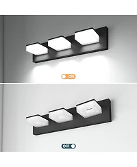 Midola 3-Light, 20" Led Modern Bathroom Vanity Light Fixtures, Matte Black Modern Acrylic Bathroom Wall Lighting Fixtures Over Mirror