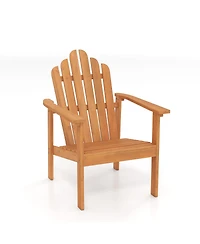Gymax Stackable Adirondack Chair Acacia Wood Outdoor Chair With Slatted Backrest and Seat