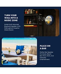 Corona Bluetooth Bottle Cap Speaker with Led Lights, Fm Radio, Kickstand, and Wall Mount