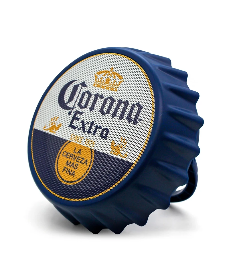 Corona Bluetooth Bottle Cap Speaker with Led Lights, Fm Radio, Kickstand, and Wall Mount