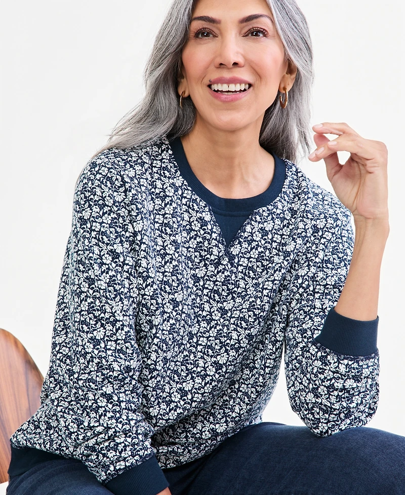Style & Co Petite Nalas Garden Fleece Crewneck Sweatshirt, Macy's Exclusive