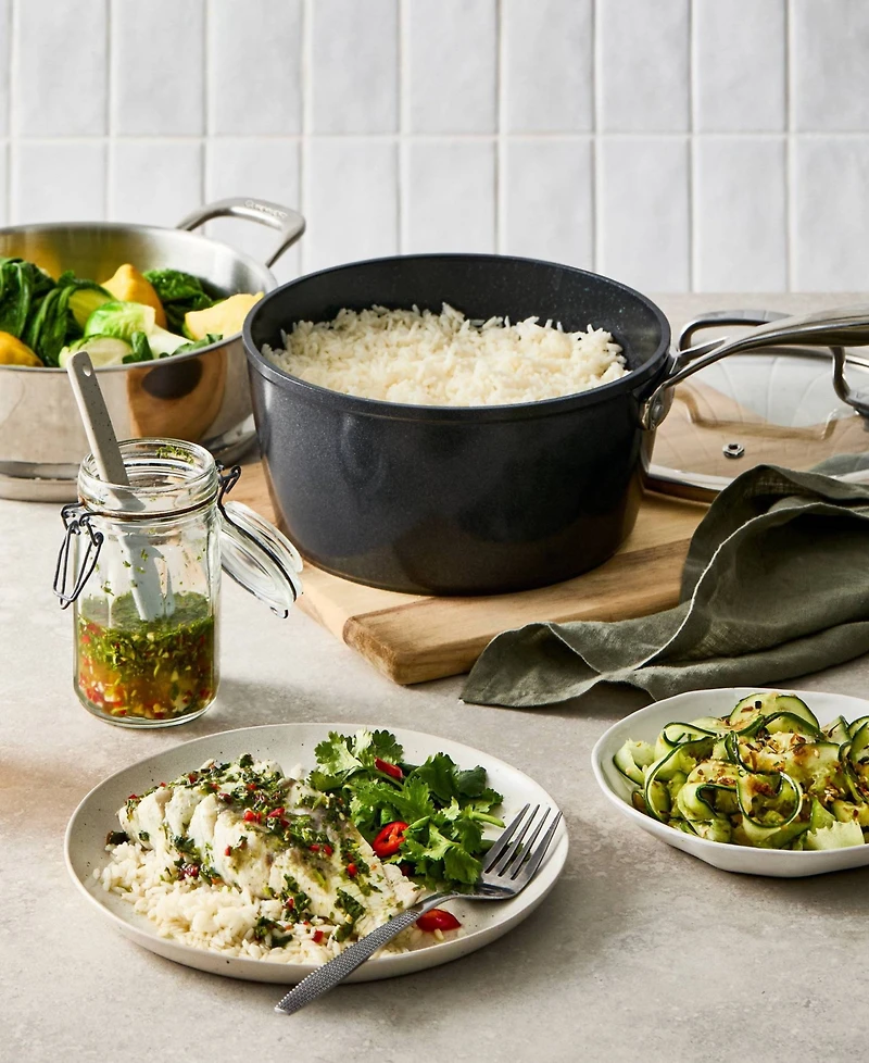 Cuisine::pro Green Stone Aluminum 2.4-Quart Saucepan with lid and Steamer Set