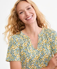 Style & Co Women's Patterson Flora Short-Sleeve Split-Neck Floral Blouse, Macy's Exclusive