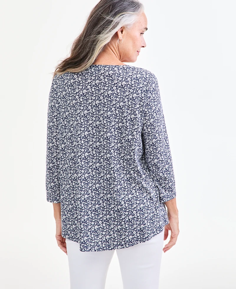 Style & Co Women's Pleated 3/4-Sleeve Knit Top, Macy's Exclusive