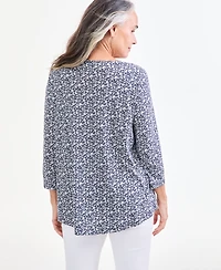 Style & Co Women's Pleated 3/4-Sleeve Knit Top, Macy's Exclusive