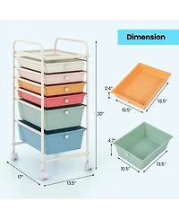 Gouun 6-Drawer Rolling Storage Cart Organizer