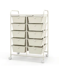 Gouun 10-Drawer Rolling Storage Cart with Lockable Wheels