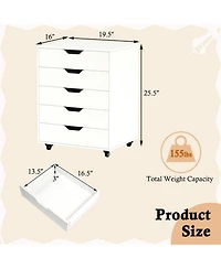 Gouun 5-Drawer Rolling File Cabinet with Lockable Wheels and Storage Top