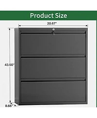gaomon 40 Inch 3 Drawer Metal Filing Cabinet, Office Storage Cabinet for Living Room