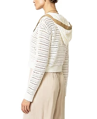 Central Park West Women's Avery Mixed Media Hooded Cardigan