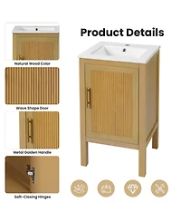 Midola 18" Bathroom Cabinet with Storage, Small Space Solution with Ceramic Sink, Adjustable Shelf, Soft-Closing Hinges