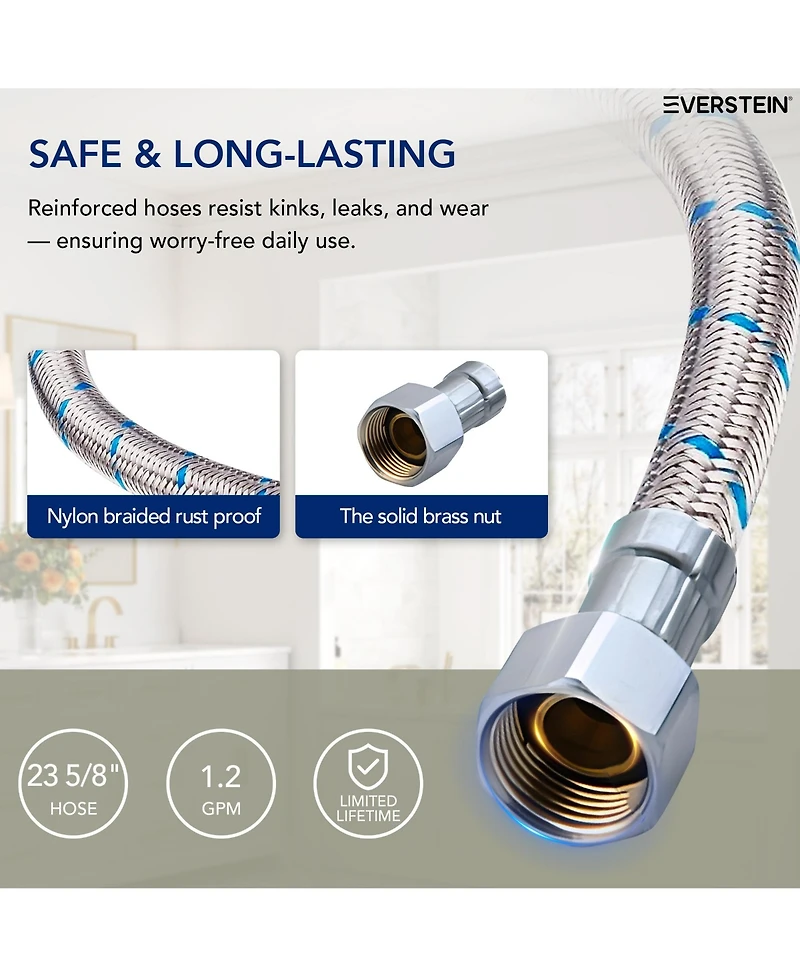 Everstein Bathroom Faucet with Drain Assembly, Single Handle Sink