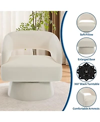 homfan Modern Swivel Barrel Chairs, Soft Round Lounge Hollowed Back, 360degree(s) Rotating Base for Living Room, Bedroom, Vanity, Reading Nook
