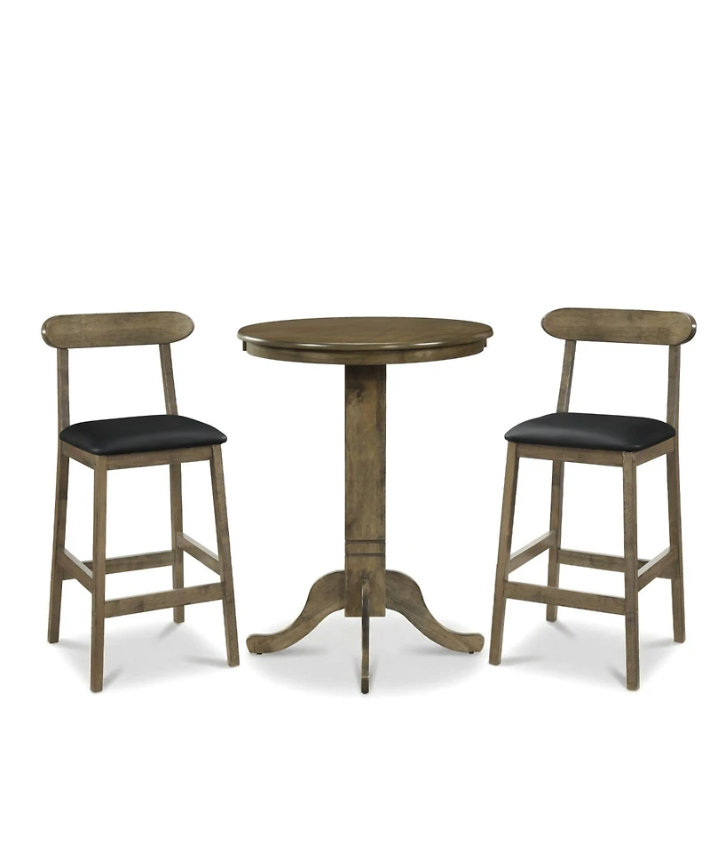 Slickblue 3 Piece Pub Table Set with 2 Stools and Round Wood Bar Table