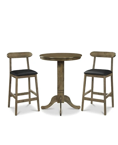 Slickblue 3 Piece Pub Table Set with 2 Stools and Round Wood Bar Table