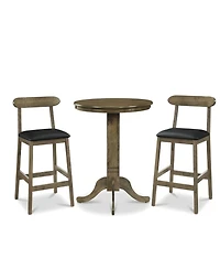 Slickblue 3 Piece Pub Table Set with 2 Stools and Round Wood Bar Table