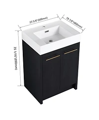 Sillysis Modern Chestnut Bathroom Vanity with Resin Sink, Soft Close Doors
