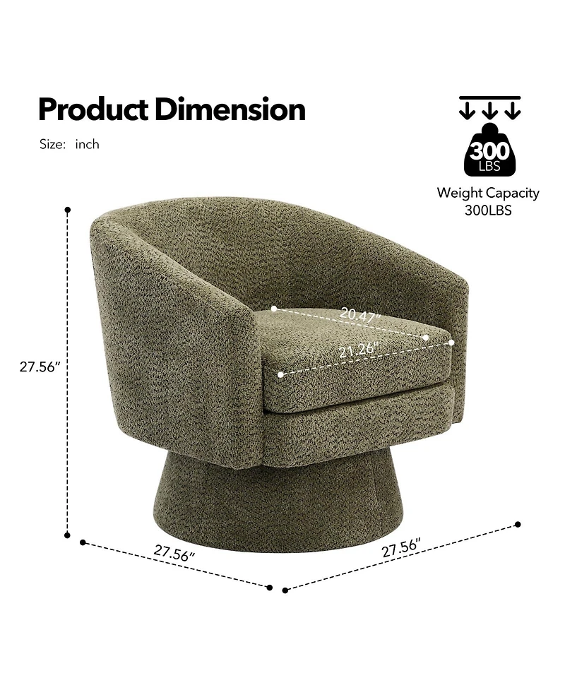 homfan 360degree(s) Swivel Lounge Chair with Arms - Soft Chenille Upholstery Cushion Modern Accent for Living Room or Bedroom