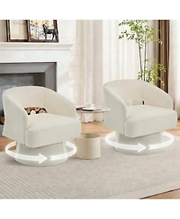 homfan Swivel Barrel Accent Chairs Modern Lounge with Hollowed Back Stable Base 360 degrees Rotation Comfy Vanity for Living Room Bedroom