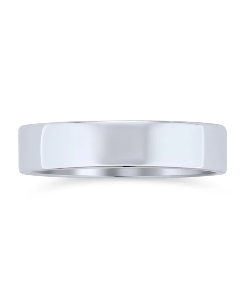 Bling Jewelry Traditional Simple Flat Band Ring .925 Sterling Silver 4MM Wide Comfort Fit