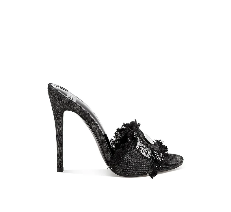Rag & Co Women's Claudia Distressed Denim Stiletto Sandals