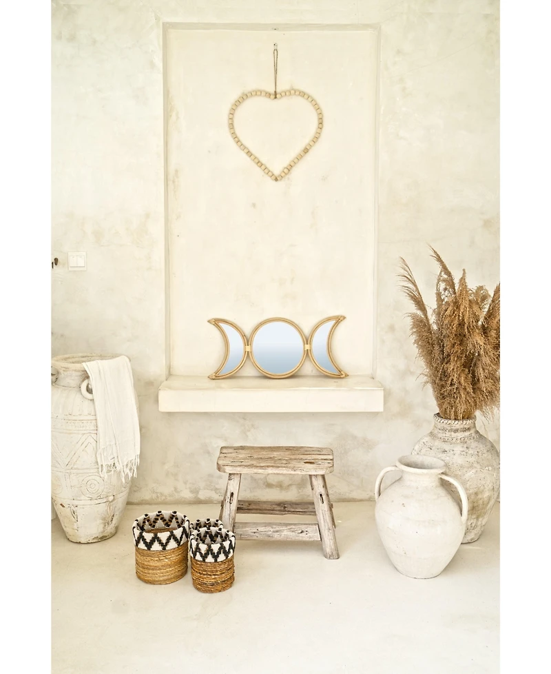 The Artisan & Company, Rattan Crescent Moon Mirror Wall Decoration