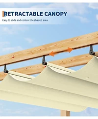 homfan 10' x 10' Outdoor Pergola Retractable Waterproof Canopy and Mesh Screens, Powder-Coated Aluminum Frame