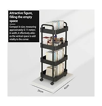 homfan 5 Tier Bar Cart, 16 Inch Slim Rolling Utility Shelf Cart with Side Baskets and Locking Wheels for Kitchen or Pantry